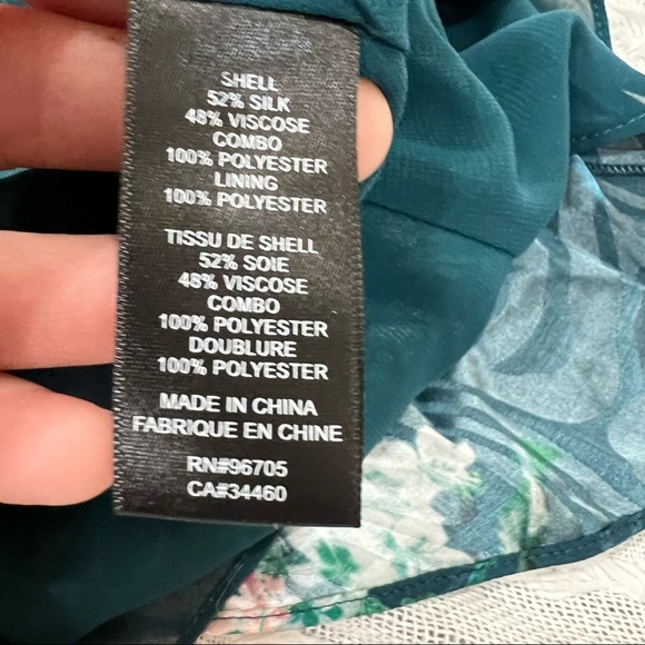 REBECCA TAYLOR Hydrangea Floral Silk Teal Shift Mini Dress Sz 8 MSRP $395 Party - Picture 6 of 14